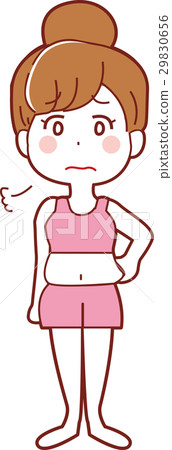 Illustration of a woman who is concerned about waist 29830656