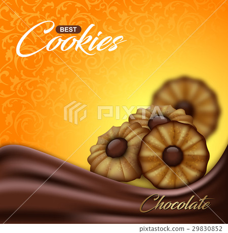 Buttery cookies with chocolate on floral pattern Buttery cookies with chocolate on floral pattern 29830852