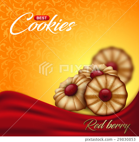 Buttery cookies with red berry jam floral pattern Buttery cookies with red berry jam floral pattern 29830853