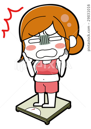 Illustration of a woman on a scale - Stock Illustration [29831016] - PIXTA