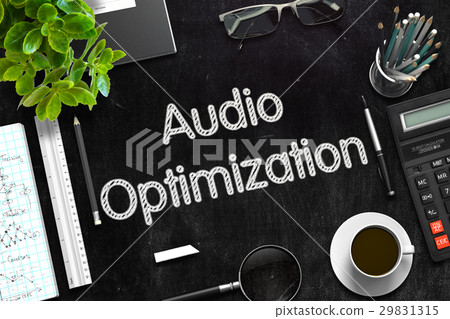 Audio Optimization on Black Chalkboard. 3D Audio Optimization on Black Chalkboard. 3D 29831315