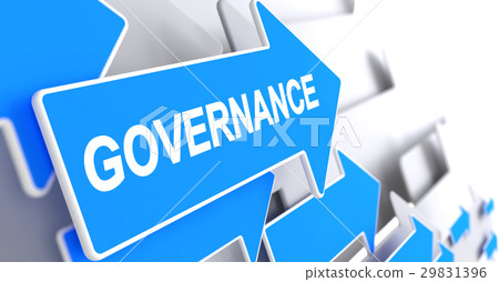 Governance - Inscription on the Blue Pointer. 3D. 29831396