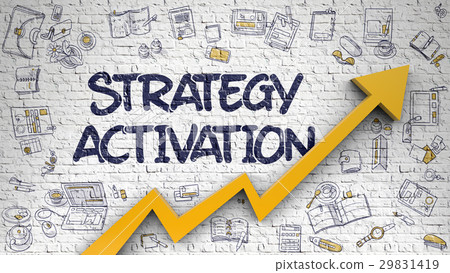 Strategy Activation Drawn on Brick Wall. 3d. 29831419