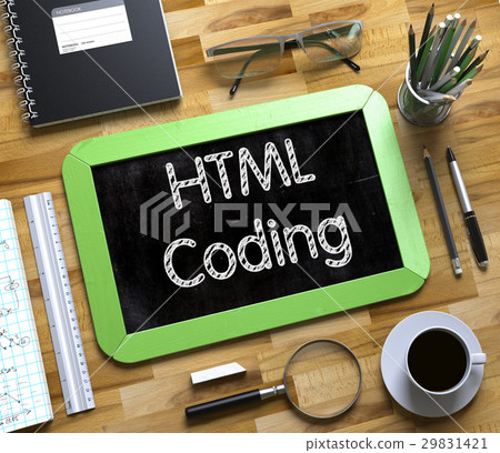 Small Chalkboard with HTML Coding. 3d. 29831421