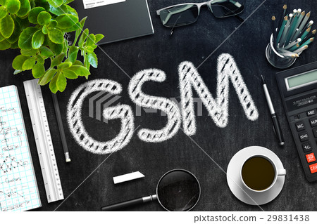 GSM Concept on Black Chalkboard. 3D Rendering. 29831438