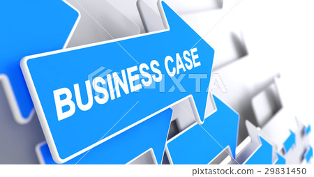 Business Case - Label on Blue Arrow. 3D. 29831450