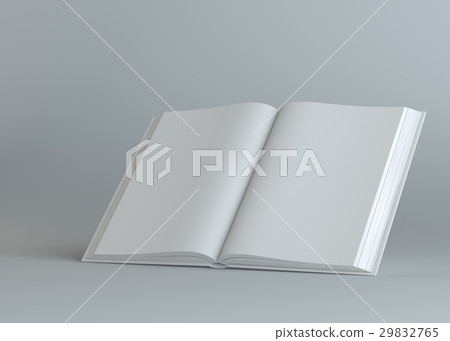 White empty open book on gray background 29832765