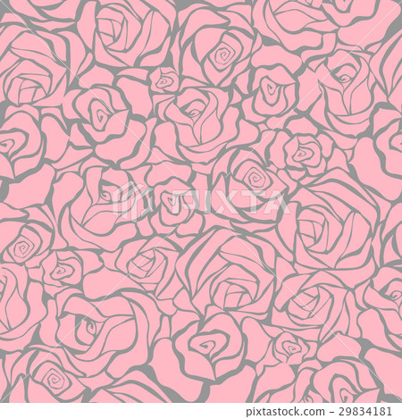 Seamless retro background with pink roses - Stock Illustration ...