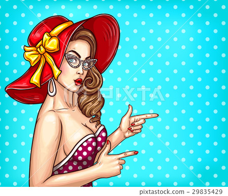 Vector pop art pin up illustration of a sexy girl 29835429