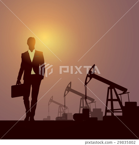 Business Man Pumpjack Oil Rig Crane Platform 29835802