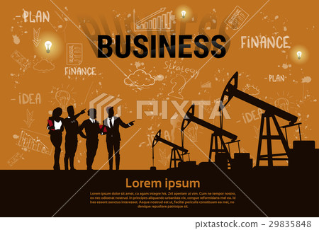Business People Group Pumpjack Oil Rig Crane 29835848