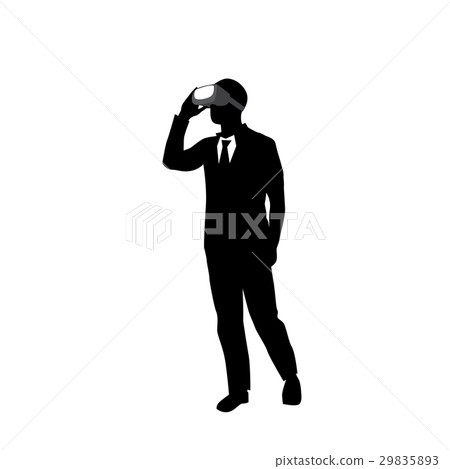 Silhouette Business Man Wear Virtual Reality 29835893