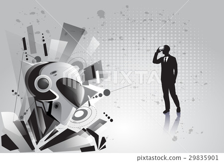 Silhouette Business Man Wear Virtual Reality 29835901