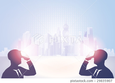 Silhouette Business Man Wear Virtual Reality 29835907