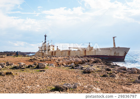 Abandoned ship on the rocks near the shore. Cyprus 29836797