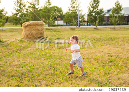 little boy playing in summer nature little boy playing in summer nature 29837389