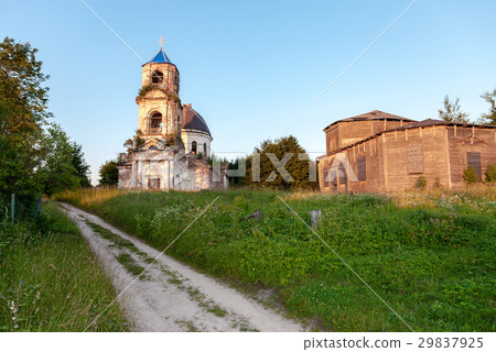 Old abandoned orthodox church in the sunset light 29837925