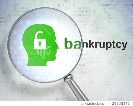 Business concept: Head With Padlock and Bankruptcy 29838371