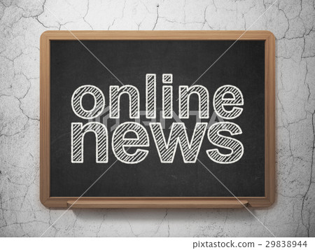 News concept: Online News on chalkboard background 29838944