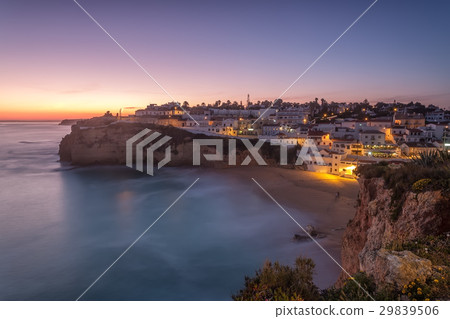 Seascape of Carvoeiro at night in the lights. 29839506