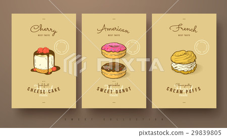collection of cheese cake, donut and cream puffs 29839805