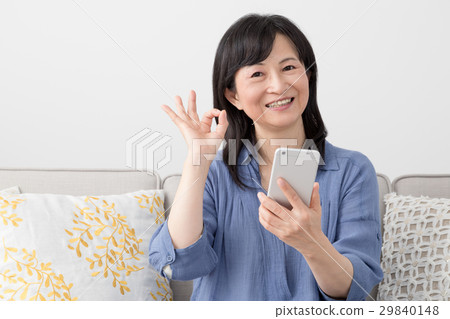 A woman using a mobile phone, okay, OK 29840148