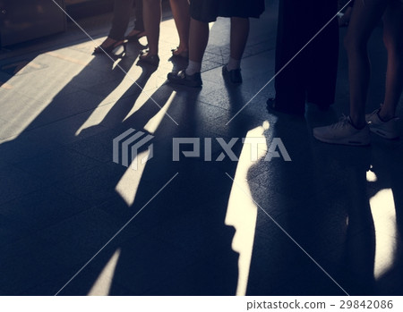 Line Queue Row Waiting Standing Crowded Group 29842086