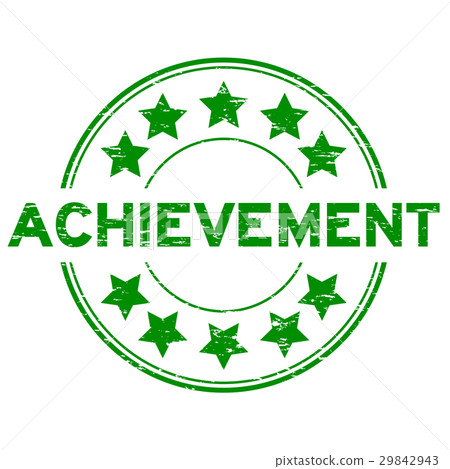 Grunge green achievement  round rubber seal stamp 29842943