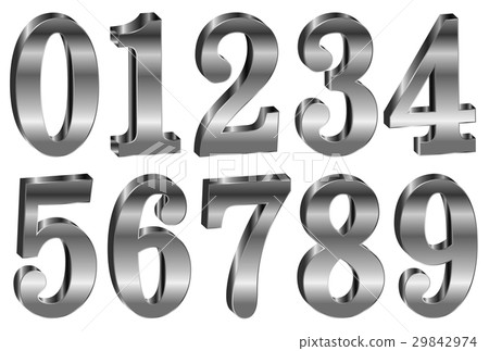 Numeric stereoscopic silver icon 29842974