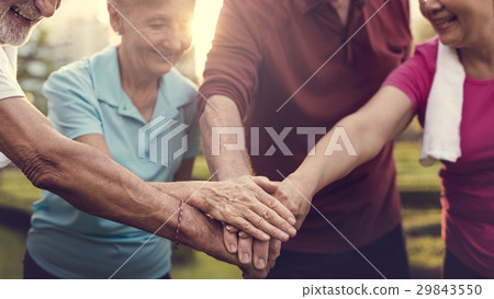 Senior Adult Teamwork Hands Together Senior Adult Teamwork Hands Together 29843550
