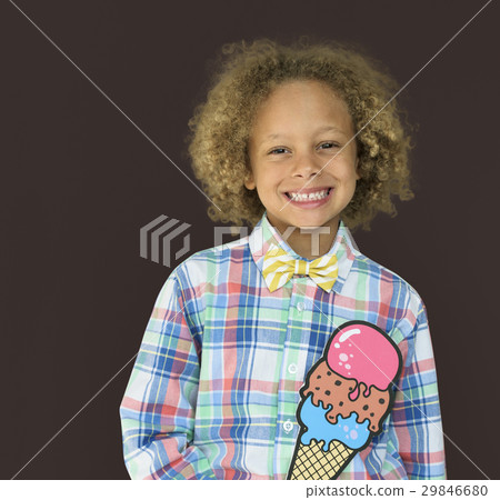 Little Boy Smiling Happiness Paper Craft Arts Ice Cream Studio Portrait 29846680