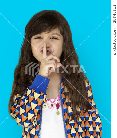 Little Girl Smiling Happiness Quiet Shut Up Secret Shh Portrait 29846812