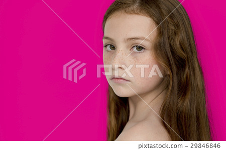 Caucasian Young Girl Focused Studio Caucasian Young Girl Focused Studio 29846846