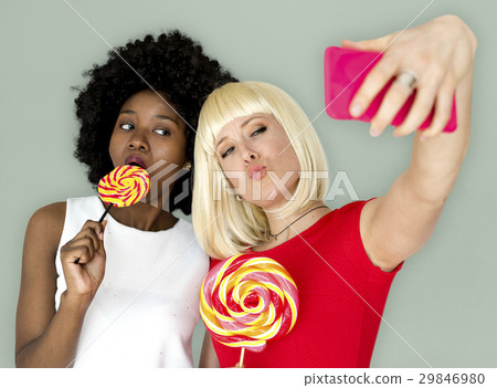 Friends Lollipop Candy Taking Selfie 29846980