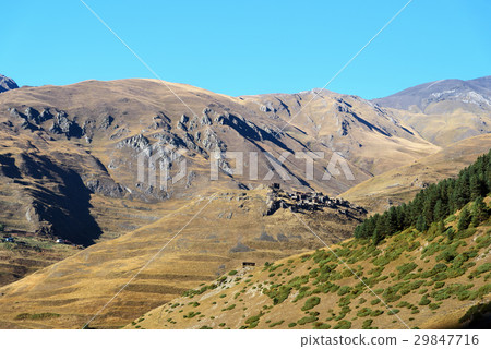 View of village on Mountains Tusheti Nature Reserv View of village on Mountains Tusheti Nature Reserv 29847716