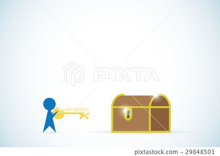 businessman and key success to open chest 29848501