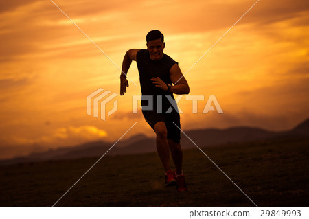 Asian men are siluate jogging speed in evening Asian men are siluate jogging speed in evening 29849993