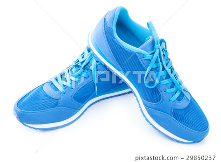Pair of blue sport shoes on white background Pair of blue sport shoes on white background 29850237