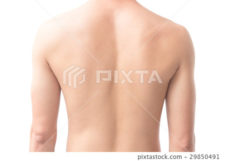 Closeup back of man on white background 29850491