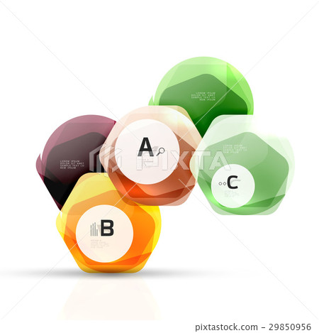 Glass color hexagons. Glossy plastic hexagon 29850956