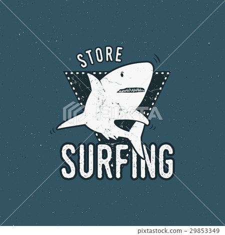 Surfing store emblem design. Shark on a triangle Surfing store emblem design. Shark on a triangle 29853349