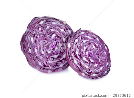half cut fresh red cabbage on white background half cut fresh red cabbage on white background 29853612