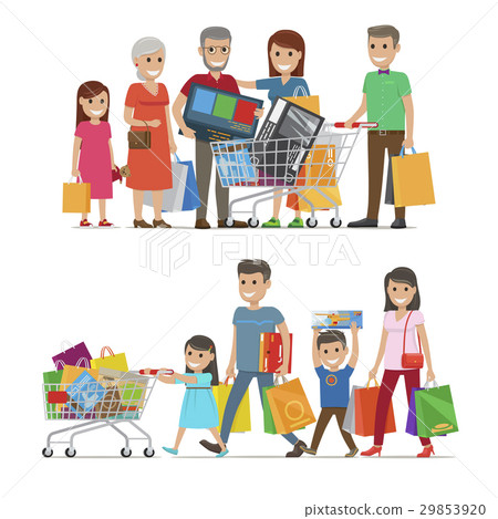 Families Shopping Concept Vector Illustration 29853920