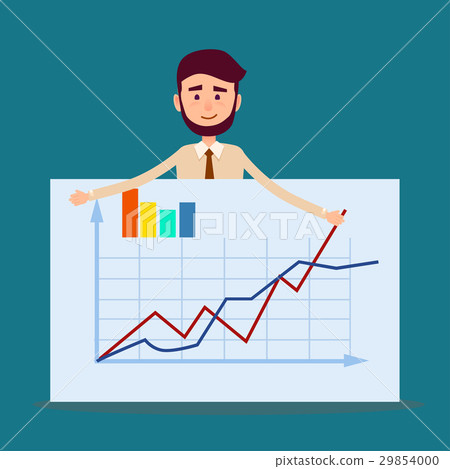 Manager Standing Behind Placard with Charts Vector Manager Standing Behind Placard with Charts Vector 29854000