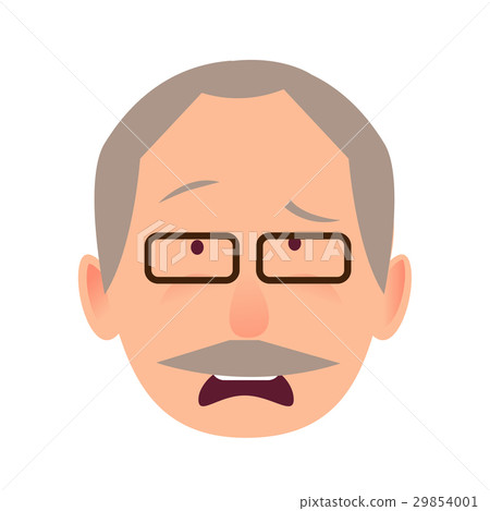 Sorrowful Face Emotion on Elderly Man Head Vector 29854001