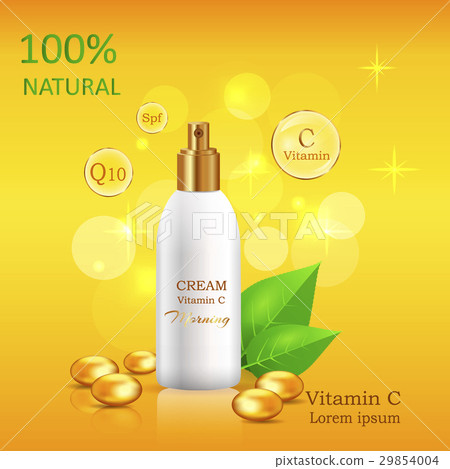 Natural Cream with Vitamin C in Glossy Tube Vector 29854004