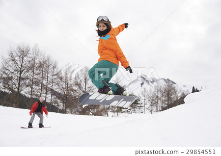 Snowboarding man jump 29854551
