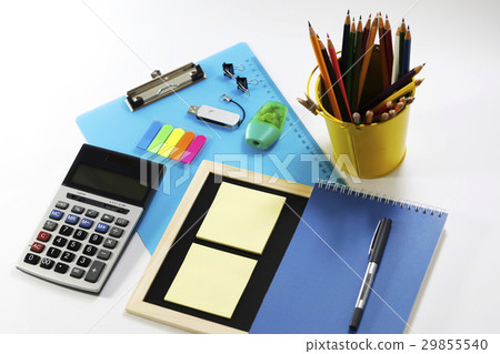 Black, plastic board, calculator, color pencils Black, plastic board, calculator, color pencils 29855540