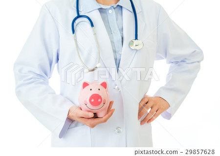 medical insurance, piggybank with stethoscope 29857628