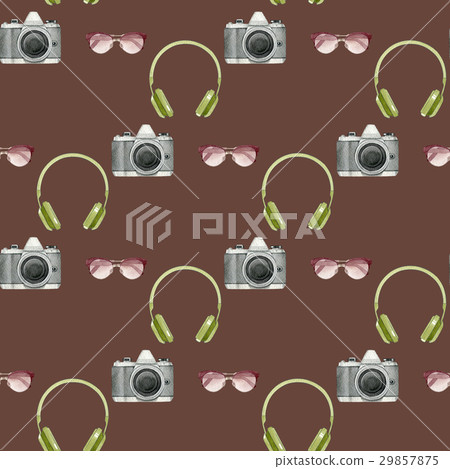 Watercolor hipster seamless pattern - Stock Illustration [29857875] - PIXTA